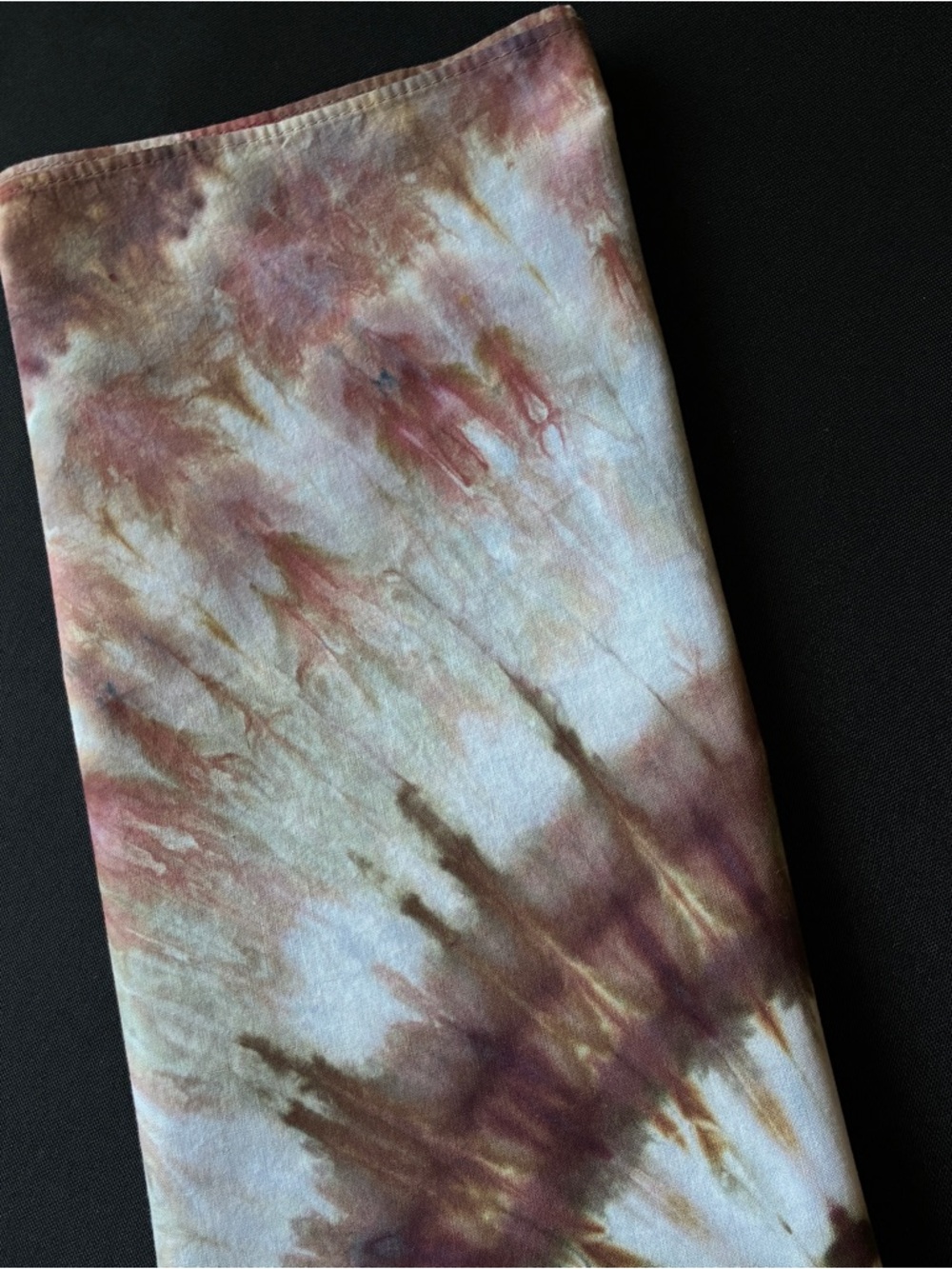 Hand-Dyed Tie Dye Cotton Bandana in Brown and Cream